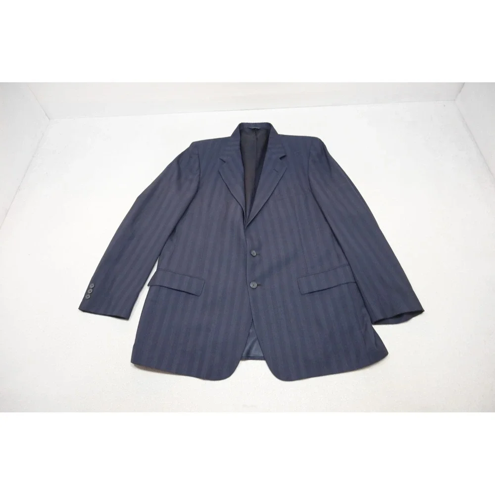 Givenchy Blazer Men Size 46L Navy Blue Shadow Stripe Two Button Formal